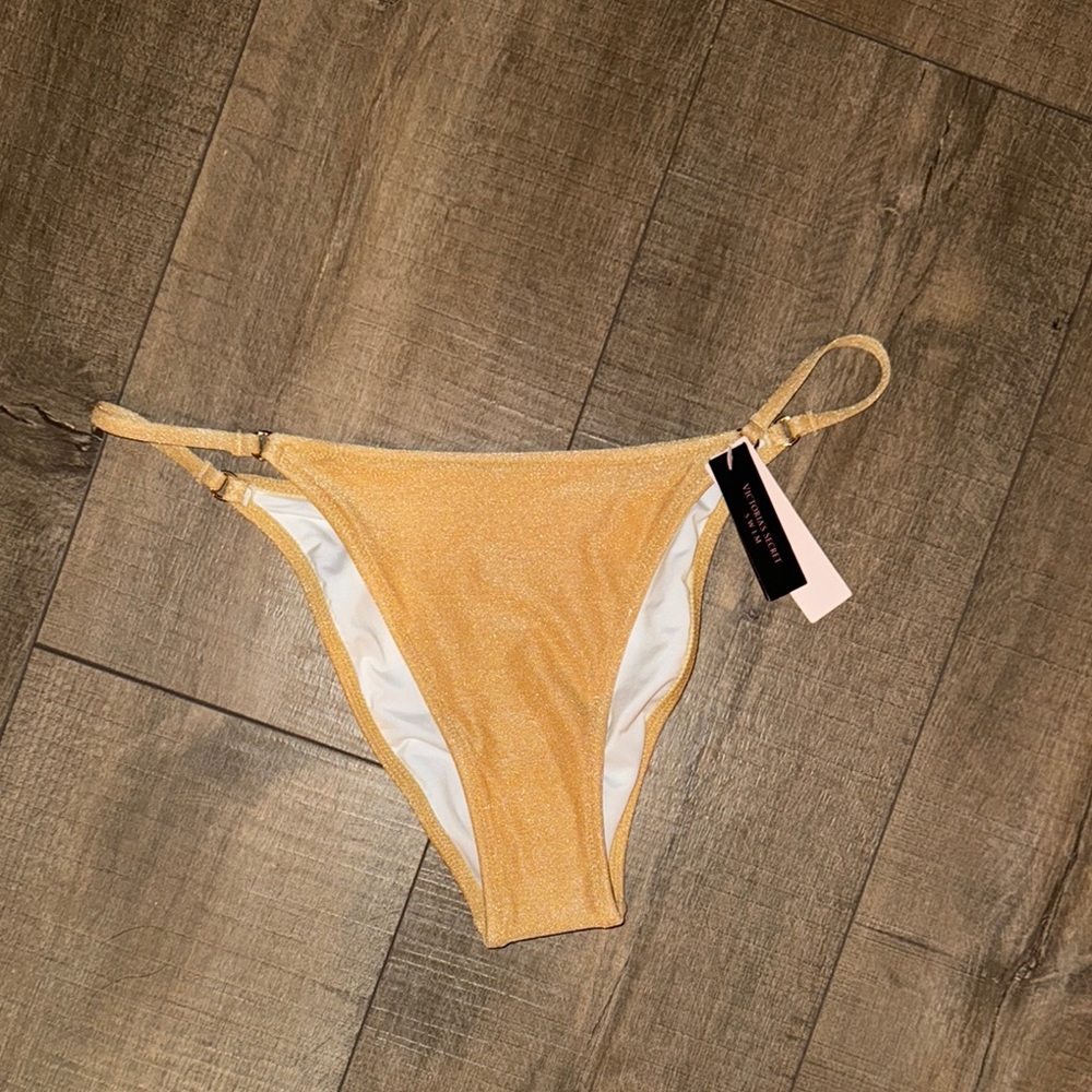 Victoria’s Secret Sparkle Gold String Cheeky Bikini Bottoms